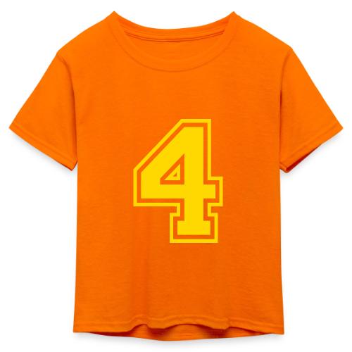 Number 4 in a classic athletic collegiate font - Kid's 50/50 Neon T-Shirt