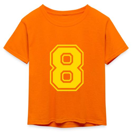 Number 8 in a classic athletic collegiate font - Kid's 50/50 Neon T-Shirt
