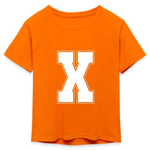 White Letter X – Varsity Alphabet Monogram - Kid's 50/50 Neon T-Shirt
