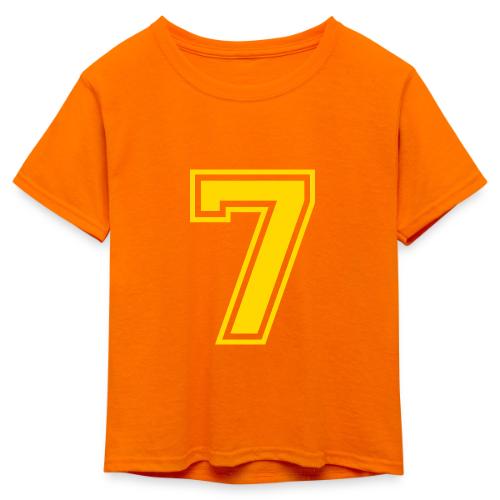 Number 7 in a classic athletic collegiate font - Kid's 50/50 Neon T-Shirt