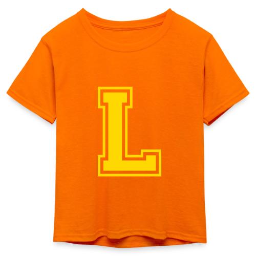 Letter L – Capital Athletic Alphabet Monogram - Kid's 50/50 Neon T-Shirt