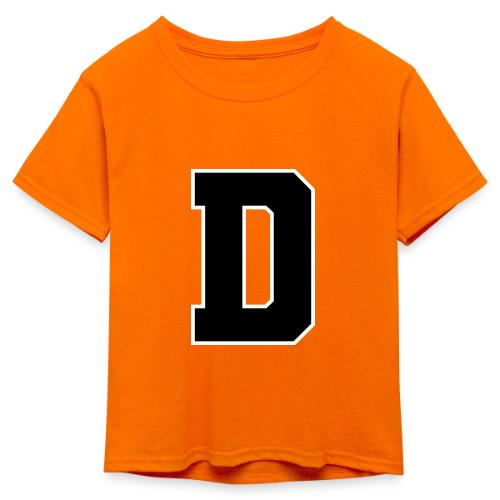 Varsity Letter D Athletic Alphabet Design - Kid's 50/50 Neon T-Shirt