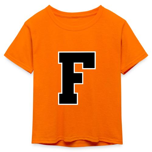 Varsity Letter F Athletic Monogram - Kid's 50/50 Neon T-Shirt