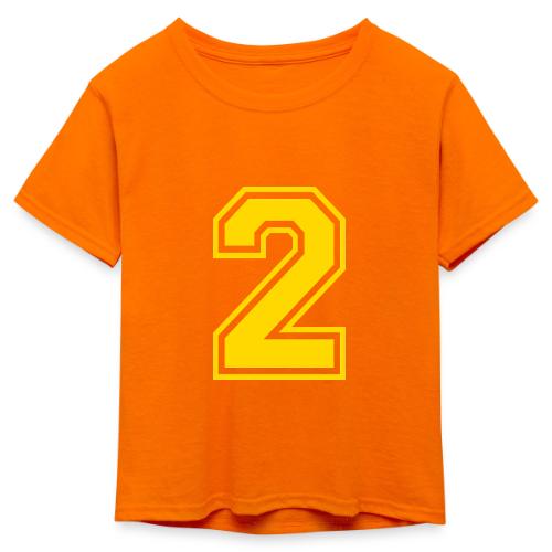 Number 2 in a classic athletic collegiate font - Kid's 50/50 Neon T-Shirt