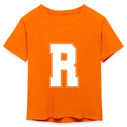 White Letter R – Varsity Alphabet Monogram - Kid's 50/50 Neon T-Shirt