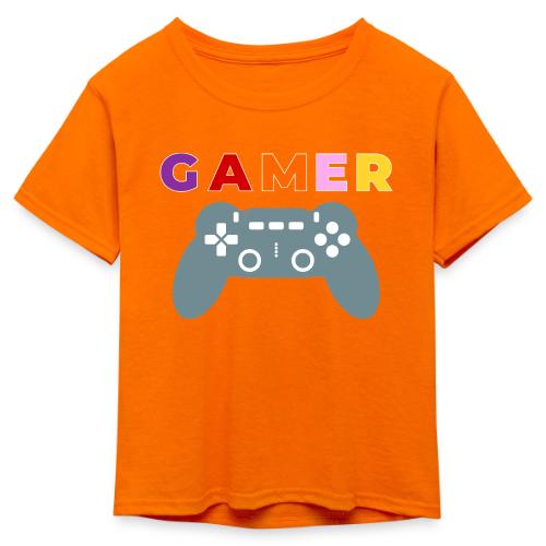 Colorful Gamer Controller Graphic - Kid's 50/50 Neon T-Shirt