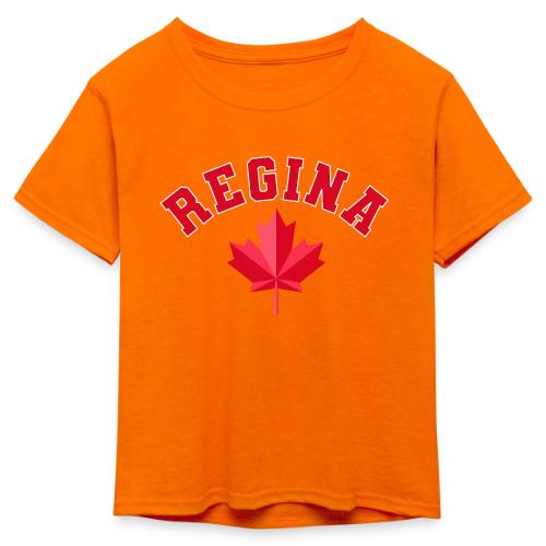 Regina with maple leaf - Kid's 50/50 Neon T-Shirt