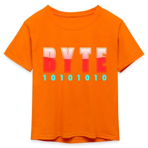 BYTE Binary Code Design - Kid's 50/50 Neon T-Shirt