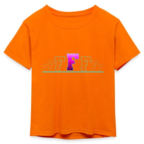 Letter F – Capital Varsity Alphabet Monogram - Kid's 50/50 Neon T-Shirt