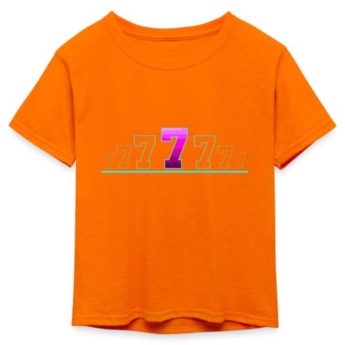 Number 7 in Magenta: Varsity Font - Kid's 50/50 Neon T-Shirt