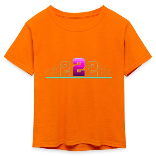 Number 2 in Magenta: Varsity Font - Kid's 50/50 Neon T-Shirt