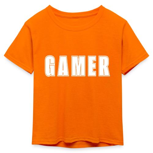 Gamer Collegiate White Text Design - Kid's 50/50 Neon T-Shirt