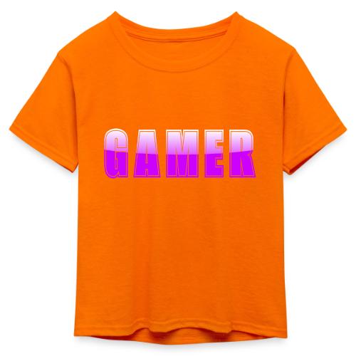 Gamer Purple Glossy Collegiate Design - Kid's 50/50 Neon T-Shirt