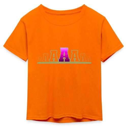 Letter A – Capital Varsity Alphabet Monogram - Kid's 50/50 Neon T-Shirt