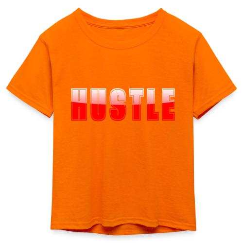 HUSTLE Bold Red Motivational Typography Design - Kid's 50/50 Neon T-Shirt