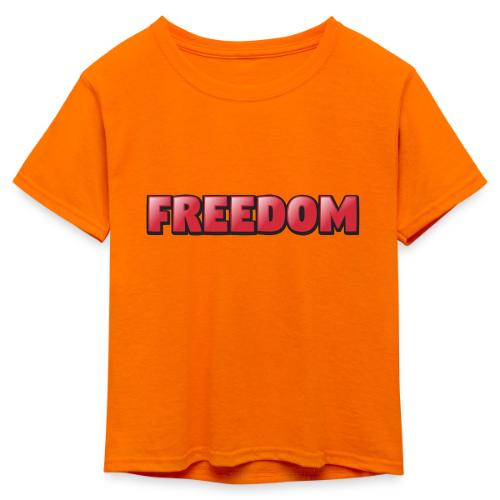 Freedom Bold 3D Word Art Design - Kid's 50/50 Neon T-Shirt