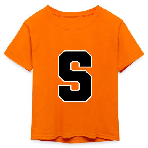 Varsity Letter S Collegiate Alphabet Art - Kid's 50/50 Neon T-Shirt