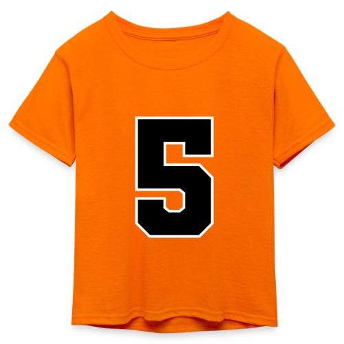 Varsity Number 5 Athletic Design - Kid's 50/50 Neon T-Shirt