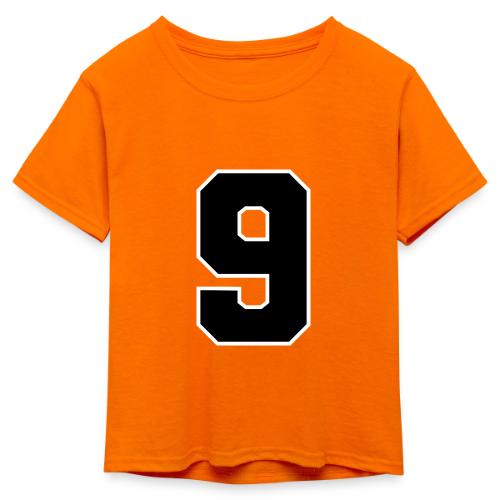 Varsity Number 9 Athletic Font - Kid's 50/50 Neon T-Shirt