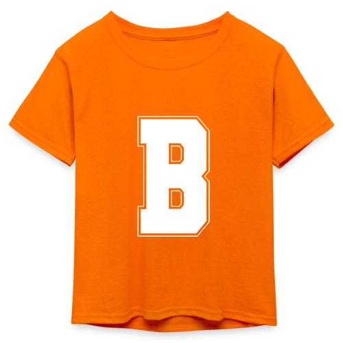 White Letter B – Varsity Alphabet Monogram - Kid's 50/50 Neon T-Shirt
