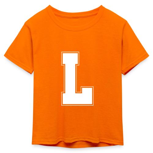 White Letter L – Varsity Alphabet Monogram - Kid's 50/50 Neon T-Shirt