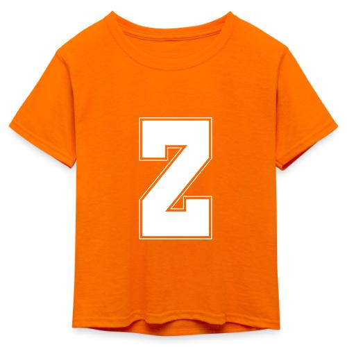 White Letter Z – Varsity Alphabet Monogram - Kid's 50/50 Neon T-Shirt