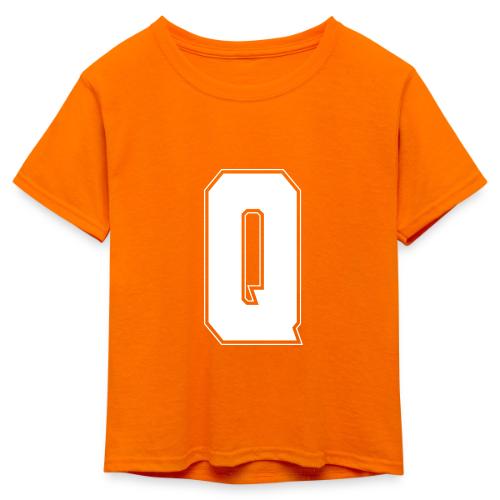 White Letter Q – Varsity Alphabet Monogram - Kid's 50/50 Neon T-Shirt