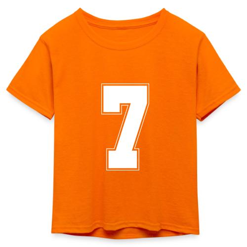 White Number 7 – Varsity Font - Kid's 50/50 Neon T-Shirt