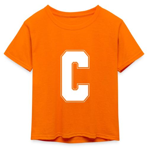 White Letter C – Varsity Alphabet Monogram - Kid's 50/50 Neon T-Shirt
