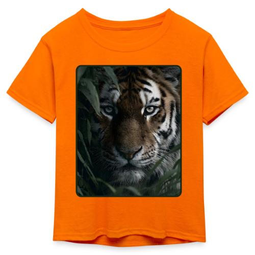 Tiger Jungle Eyes Wildlife Design - Kid's 50/50 Neon T-Shirt