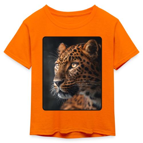 Amur Leopard Face Wildlife Design - Kid's 50/50 Neon T-Shirt