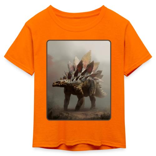 Stegosaurus Misty Forest Design - Kid's 50/50 Neon T-Shirt