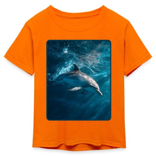 Dolphin Sunlit Ocean Serenity Design - Kid's 50/50 Neon T-Shirt