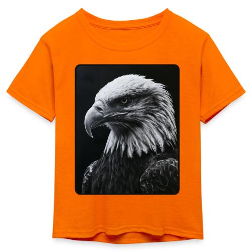 Black White Bald Eagle Design - Kid's 50/50 Neon T-Shirt