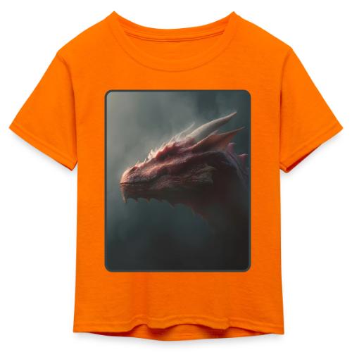 Red Dragon Fog Portrait Design - Kid's 50/50 Neon T-Shirt