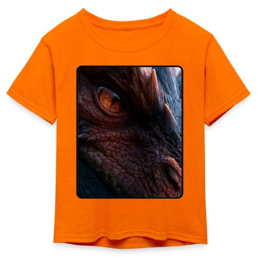 Fierce Ancient Dragon Portrait Design - Kid's 50/50 Neon T-Shirt