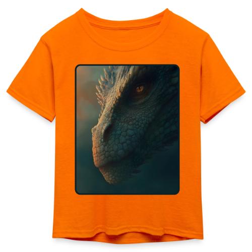 Golden Eye Dragon Close-Up Design - Kid's 50/50 Neon T-Shirt