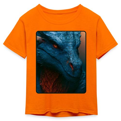 Turquoise Dragon Fire Eye Design - Kid's 50/50 Neon T-Shirt