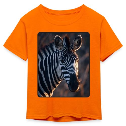 Majestic Zebra Sunset Portrait Design - Kid's 50/50 Neon T-Shirt