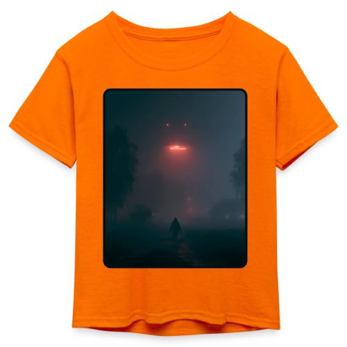 Mysterious UFO Encounter Design - Kid's 50/50 Neon T-Shirt