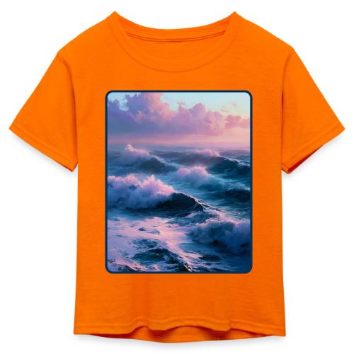 Dreamy Pastel Ocean Sunset Art - Kid's 50/50 Neon T-Shirt