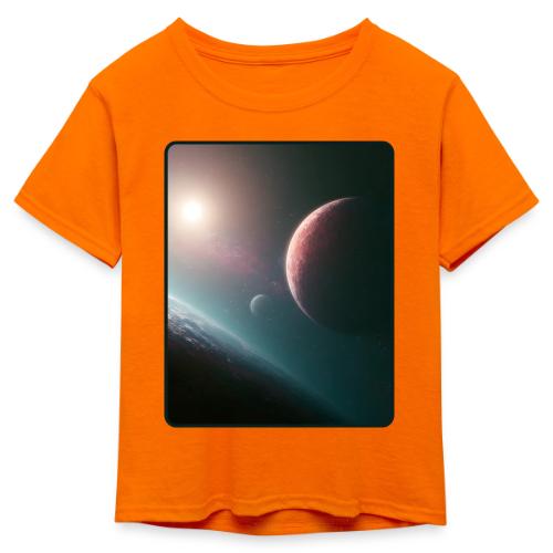 Deep Space Planet Horizon Art - Kid's 50/50 Neon T-Shirt