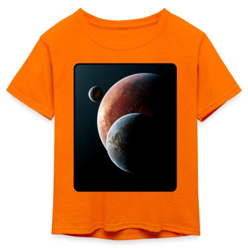 Three Planets Deep Space Design - Kid's 50/50 Neon T-Shirt
