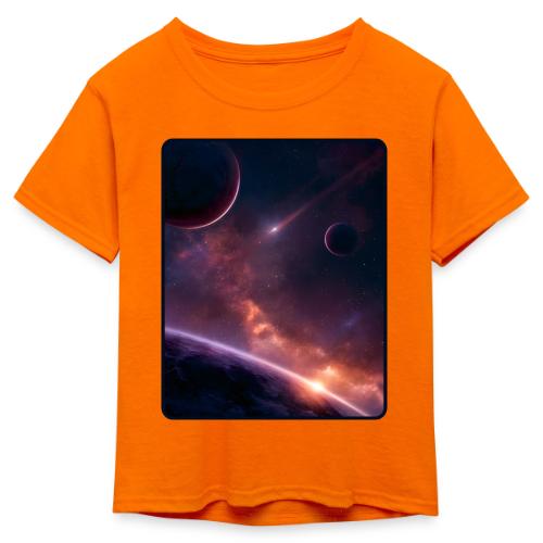 Cosmic Sunset Nebula Space Art - Kid's 50/50 Neon T-Shirt