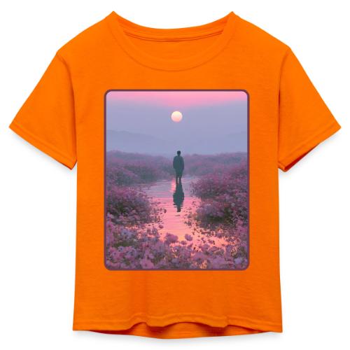 Ethereal Sunset Flower Field Art - Kid's 50/50 Neon T-Shirt