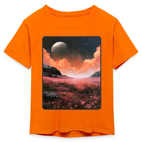 Moonlit Fantasy Flower Landscape - Kid's 50/50 Neon T-Shirt