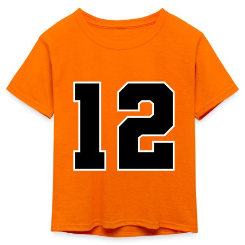Varsity Number 12 Sports Design - Kid's 50/50 Neon T-Shirt