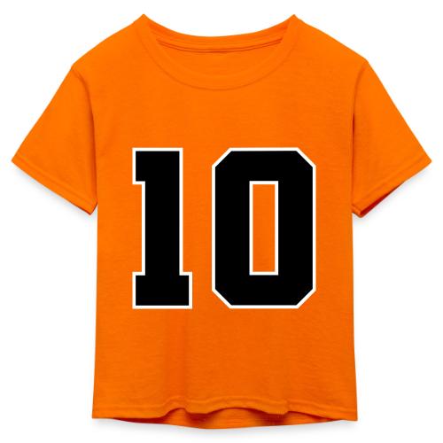 Varsity Number 10 Athletic Design - Kid's 50/50 Neon T-Shirt