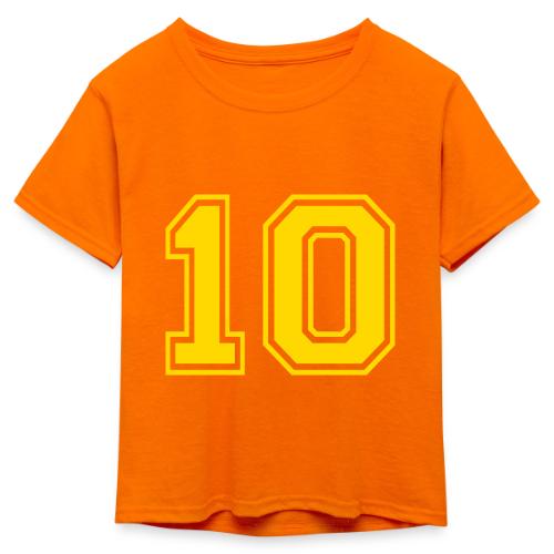 Number 10 in a classic athletic collegiate font - Kid's 50/50 Neon T-Shirt