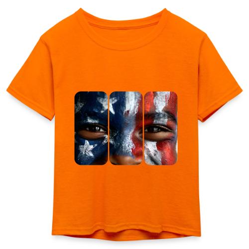 USA: Three Panels of Pride - Kid's 50/50 Neon T-Shirt